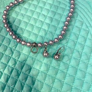 Myka silver grey pearl necklace with matching earrings